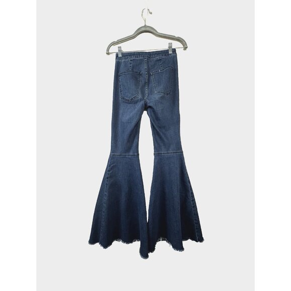 Free People Just Float On Flare Bell Bottom 2 Denim Jeans Boho Retro 70s Hippie - Picture 2 of 14